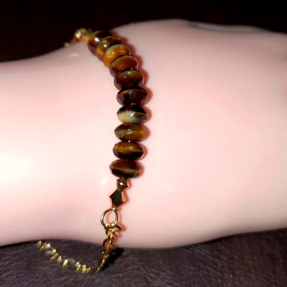Handmade Jewelry - NWT A++ Tigereye and Gold bracelet